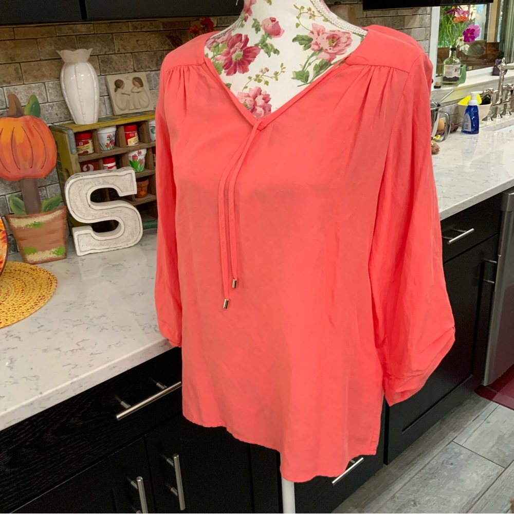 Calvin Klein Orange Relaxed Tie Front Blouse